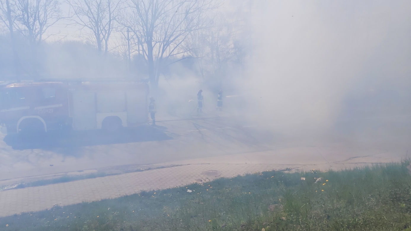 Duży pożar traw na Wzgórzach Krzesławickich