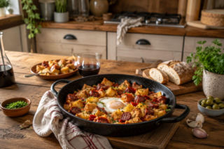 Migas z chorizo, czyli hiszpańskie danie z czerstwego chleba. Tani obiad bez marnowania, za to z charakterem