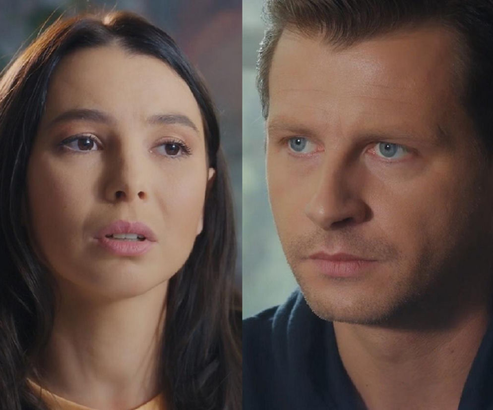 Zbliżenie na twarze Natalii (Dominika Suchecka) i Adama Karskiego (Patryk Szchwichtenberg) z M jak miłość. Natalka ma zaniepokojoną minę, a Adam Karski spogląda w dal. Zdjęcie ilustruje relacje bohaterów, o których przeczytasz więcej na portalu Super Seriale.