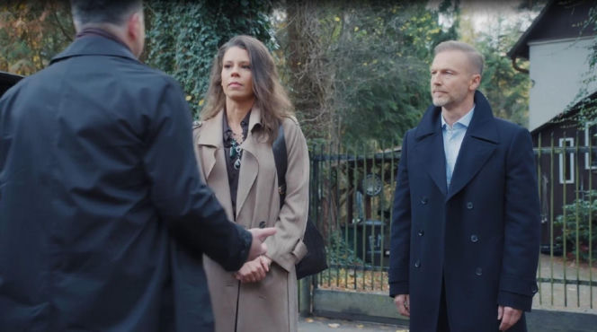 M jak miłość odc. 1918. Igor Jabłoński (Marcin Piętowski), Paulina Lipska (Maria Wieczorek), Andrzej Budzyński (Krystian Wieczorek)