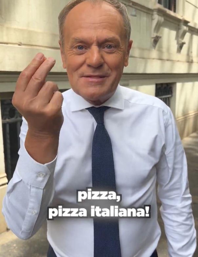 Premier Tusk skoczył na włoską pizzę! "Pizza for Donald!"