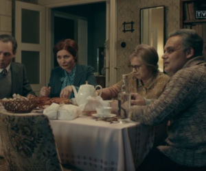 Stulecie Winnych 3 odc. 38. Michał (Stefan Pawłowski), Ania (Urszula Grabowska), Andzia (Barbara Wypych), Stanisław (Jan Wieczorkowski)