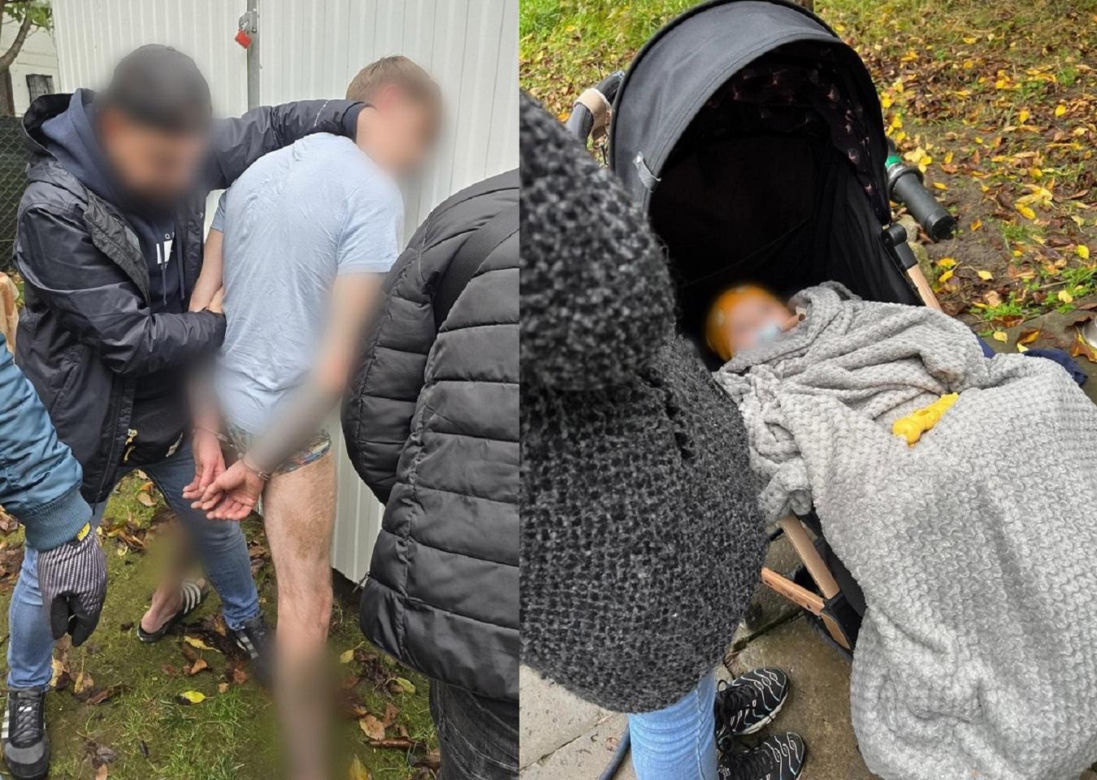 Nalot policji na ogródki działkowe. Zatrzymali 33-latka i jego żonę. 9-miesięcznę niemowlę wciągnięte w przestępczy proceder