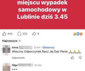 Patryk nie miał prawa jazdy, był pijany. 17-letnia Wiktoria już nie wróci do domu