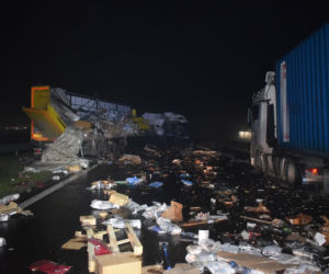 Poważny wypadek na A1 w powiecie włocławskim. Zderzyły się dwie ciężarówki