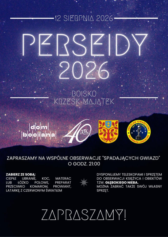 Noc spadających gwiazd 2026 w gminie Zbuczyn