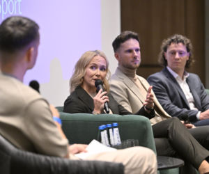 Iga Świątek i Daria Abramowicz na konferencji