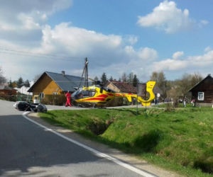 Wypadek na Podkarpaciu: Audi najechało na motocykl. Ranny ojciec i 10-letni syn