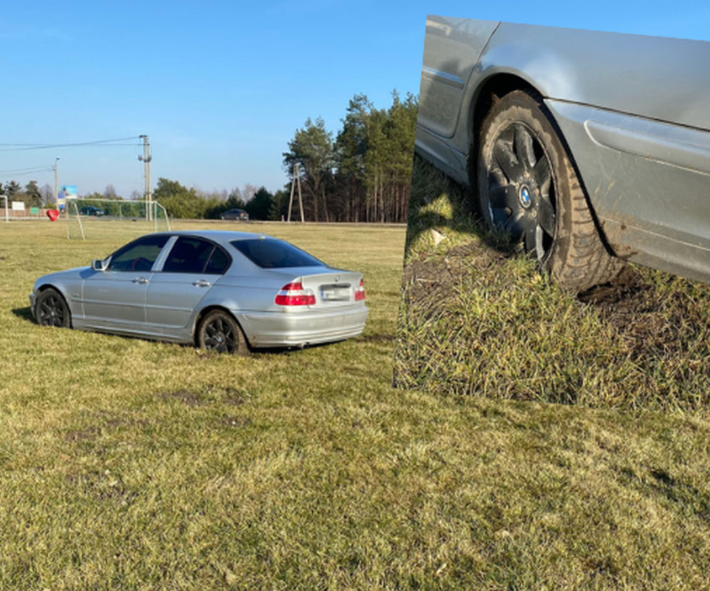 Zambrów. Kierowca BMW zakopał się na boisku. Teraz musi płacić