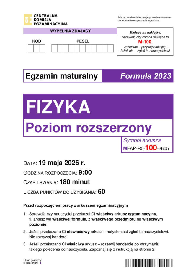 Matura 2026 FIZYKA rozszerzona: Arkusze CKE i odpowiedzi - sprawdź, czy zdałeś! 19.05.2026