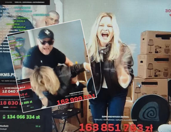 Małgorzata Kożuchowska zginęła w kartonach u Łatwoganga na finiszu akcji. Zebrano ponad 160 milionów zł!