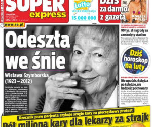 Wisława Szymborska NIE ŻYJE - okładki gazet 02.02.2012