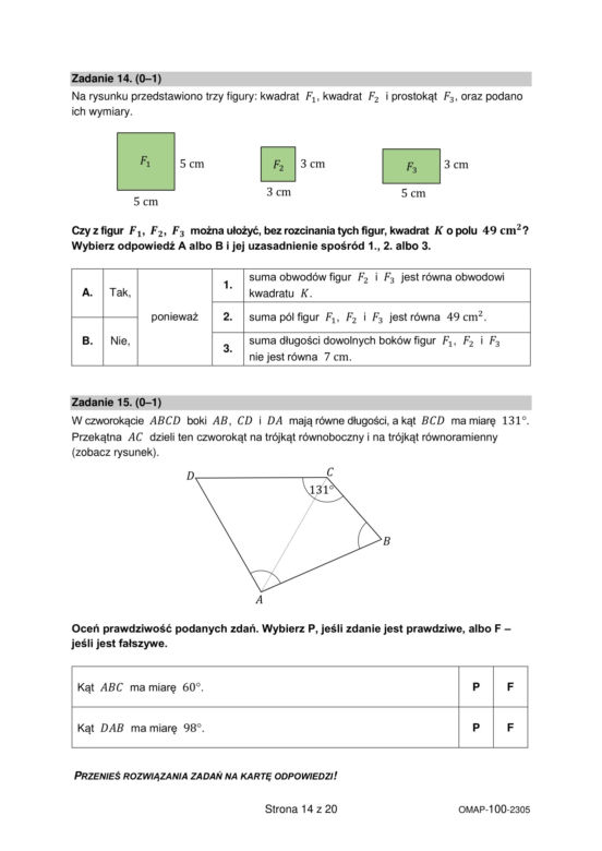 Egzamin ósmoklasisty 2023 - matematyka