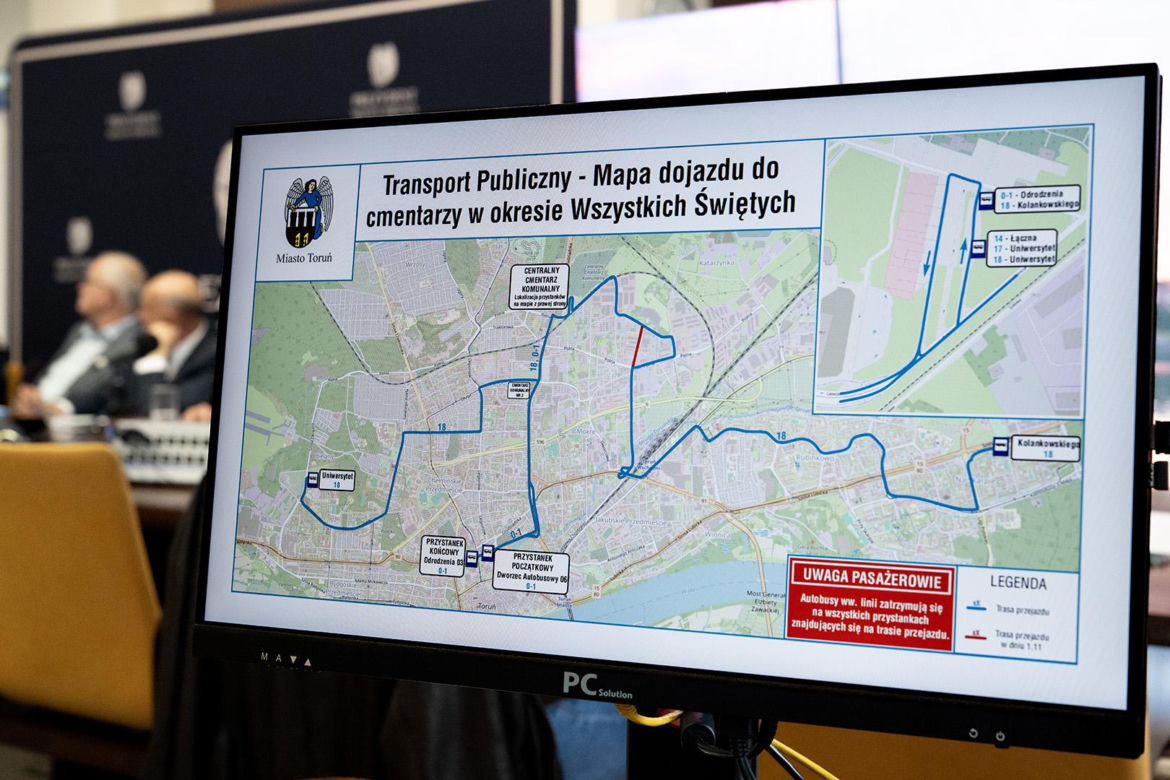 1 listopada 2026 w Toruniu: Zmiany na Wszystkich Świętych. Przydatne mapy dla kierowców