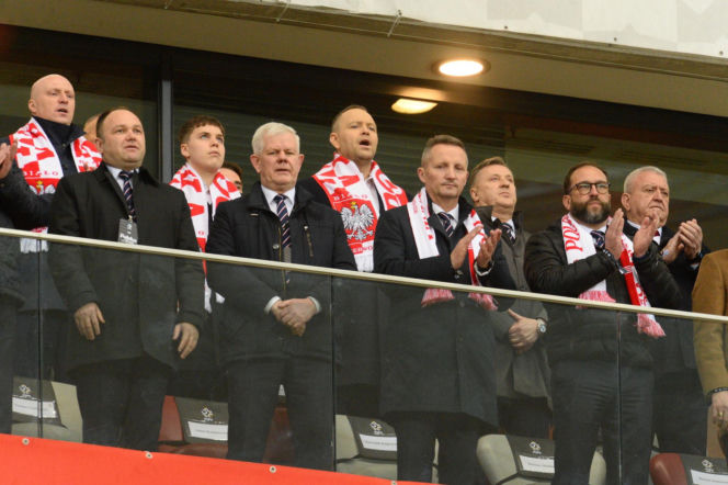 Karol Nawrocki i Przemysław Czarnek na mecze Polska - Albania