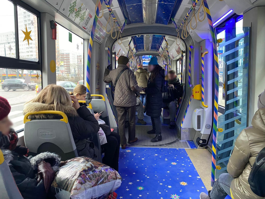 Świąteczny tramwaj w Warszawie