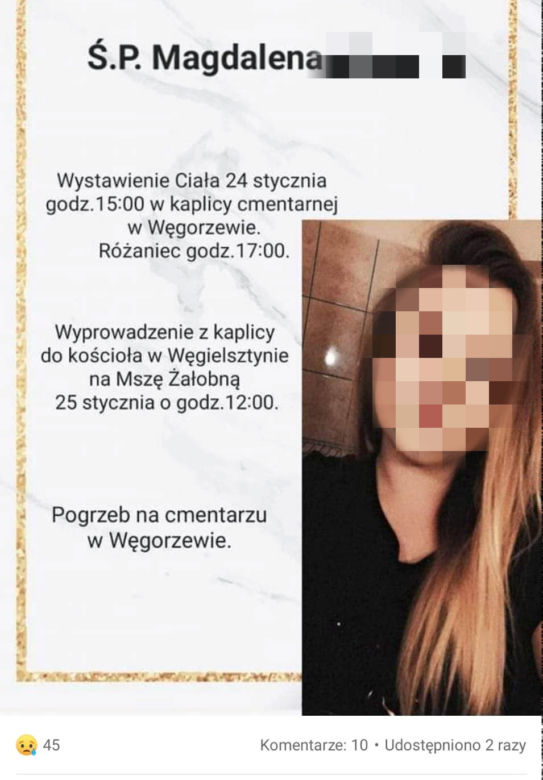 Pod Węgorzewem 25-latka rozbiła się na drzewie. Na miejscu tragedii płoną znicze