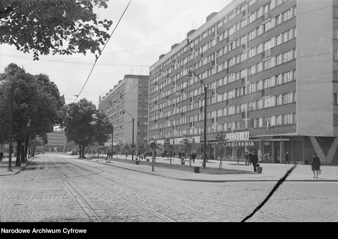 Skrzyżowanie al. Wyzwolenia i ul. Malczewskiego w Szczecinie w 1969 roku