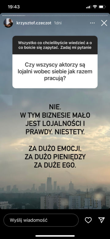 BrzydUla. Krzysztof Czeczot odpowiada fanom na Instagramie 