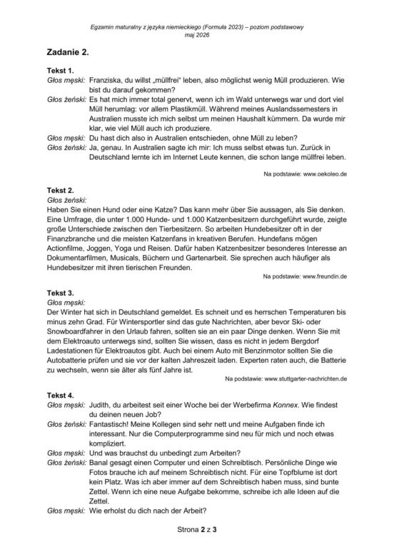 Matura 2026 z NIEMIECKIEGO: arkusze CKE, poziom podstawowy [Formuła 2023] 06.05.2026