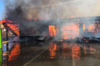 Spłonęła Biedronka w Polkowicach