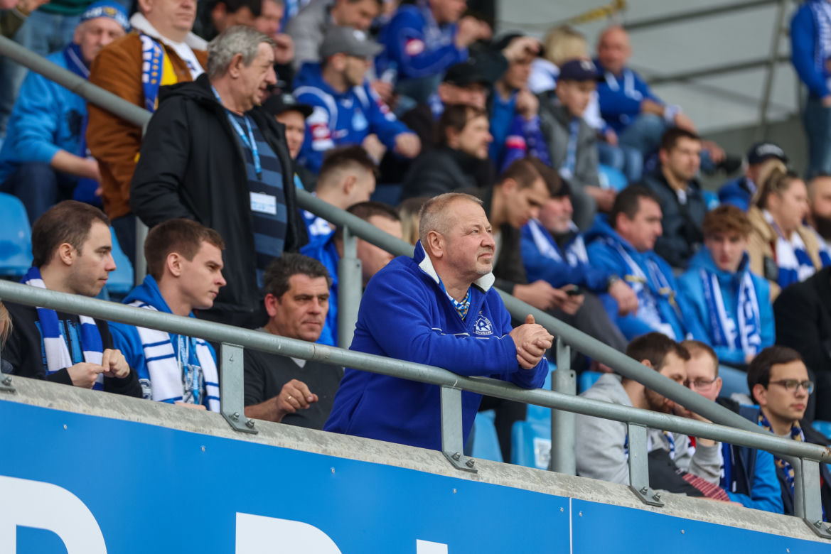Kibice Ruchu Chorzów na meczu z ŁKS Łódź