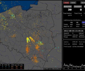 BURZE w Polsce 05.08.2012 - NA ŻYWO. GDZIE jest burza - MAPA BURZOWA