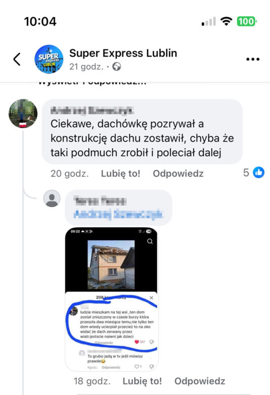Dom we wsi Wyryki zniszczony przez burzę, a nie drona? Bzdura!
