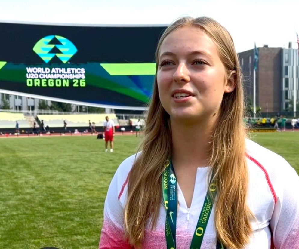 Amelia Gibas na stadionie lekkoatletycznym podczas MŚ U20. O jej celach na turniej przeczytasz na SE Supersport.