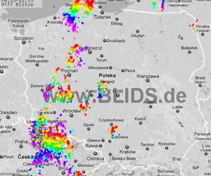 Burze w Polsce, 28.07.2012 - MAPA z godz. 20.15-22.15