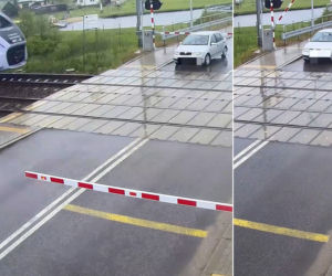 Ominął rogatkę i wjechał tuż przed pociąg! Szokujące zdarzenie pod Ostrowią Mazowiecką [ZDJĘCIA].