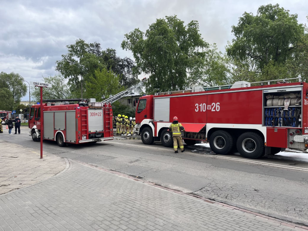 Pożar budynku przy ul. Podskarbińskiej