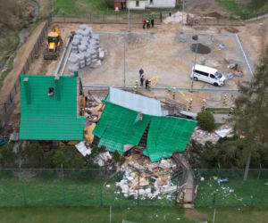Budynek LKS Lubań Maniowy legł w gruzach