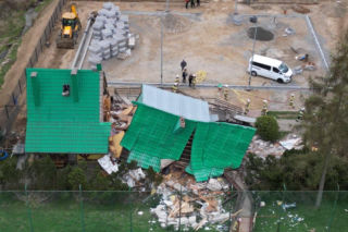 Budynek LKS Lubań Maniowy legł w gruzach