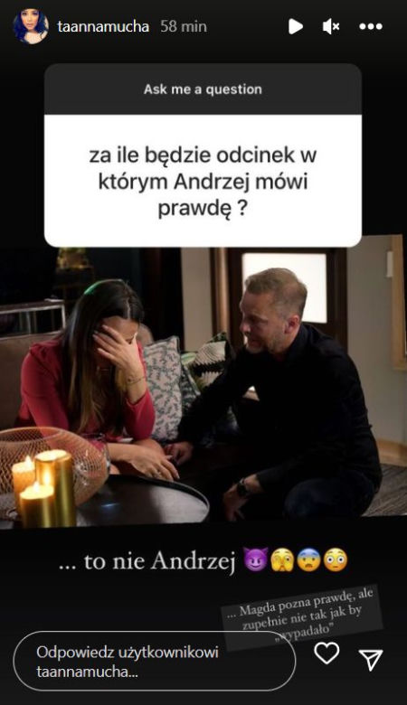 M jak miłość odc. 1673. Magda (Anna Mucha), Andrzej (Krystian Wieczorek)
