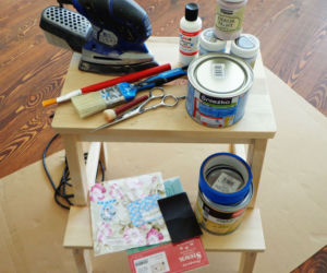 Taboret ze schodkiem IKEA w wersji decoupage