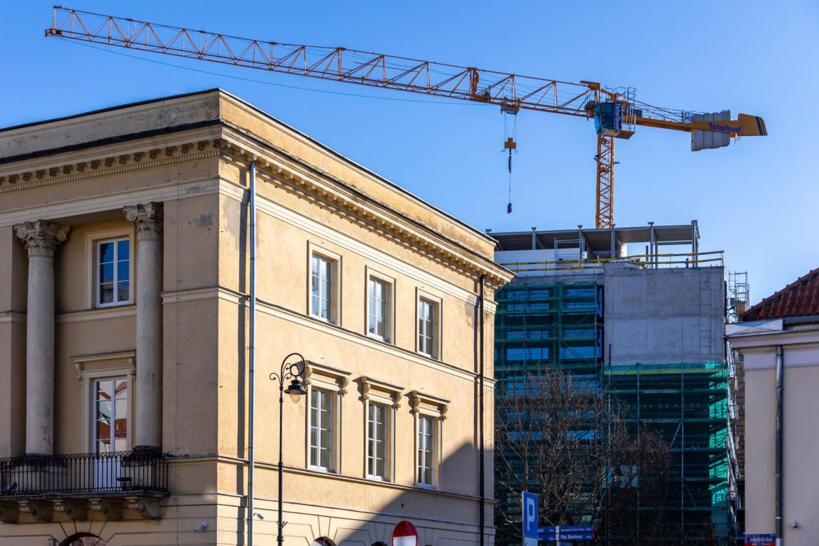 Hotel Puro przy Canaletta w Warszawie - zdjęcia z budowy (luty 2024)