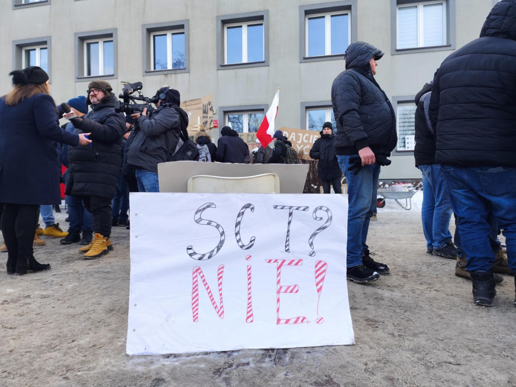 Protest przeciwko SCT w Krakowie