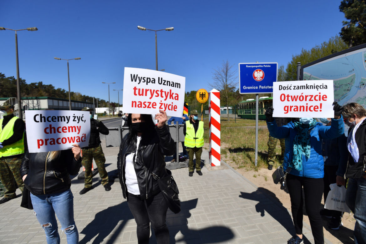 Protesty na granicy w Świnoujściu - 8 maja 2020
