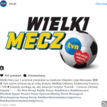 Mecz TVN kontra WOŚP. Data, miejsce i bilety na charytatywny mecz gwiazd 