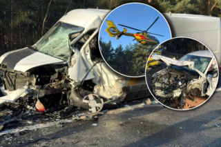 Groźny wypadek na DK10 między Bydgoszczą a Toruniem. Na miejscu śmigłowiec LPR, droga zablokowana