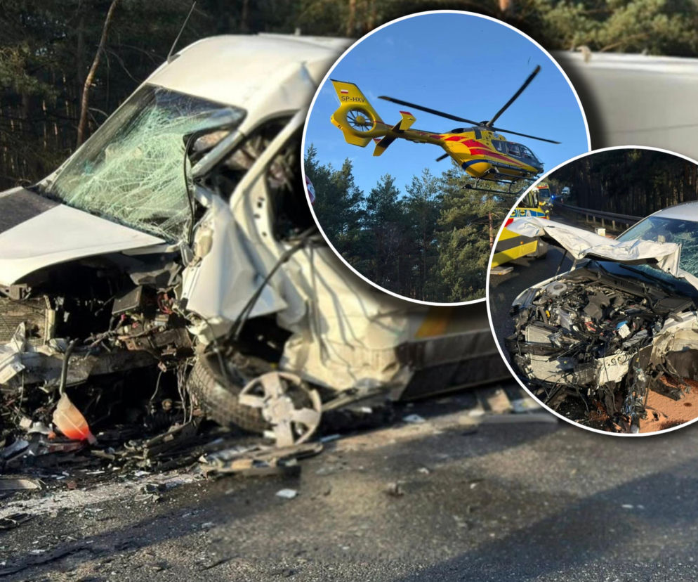 Groźny wypadek na DK10 między Bydgoszczą a Toruniem. Na miejscu śmigłowiec LPR, droga zablokowana