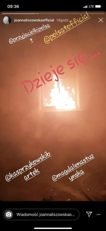 Przyjaciółki, 15 sezon: Pożar (Joanna Liszowska, Instagram)