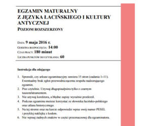 Matura 2016 język łaciński poziom rozszerzony