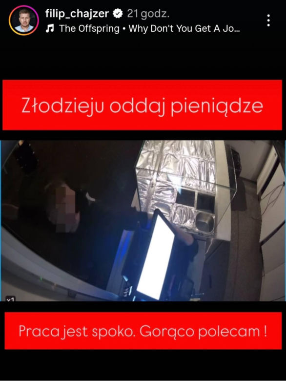 Kebab Filipa Chajzera okradziony. "Złodzieju, oddaj pieniądze" 