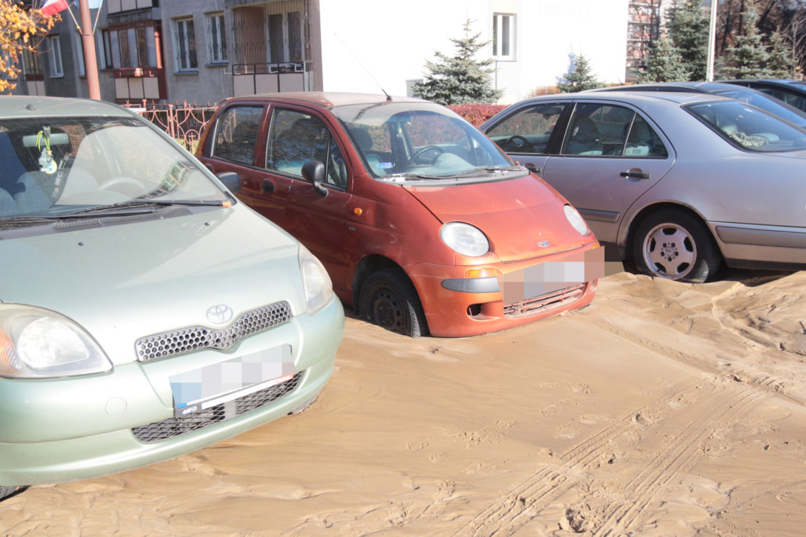 Zalany parking na Bródnie