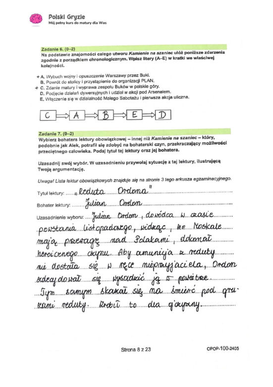Egzamin Ósmoklasisty 2024 - język polski - ODPOWIEDZI, GOTOWE ROZWIĄZANIA