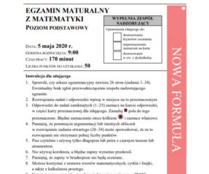 Matura 2020 - matematyka: ZADANIA, ARKUSZE CKE