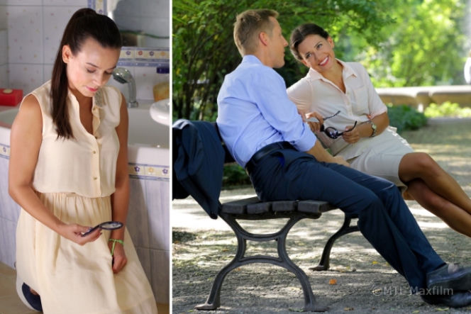 M JAK MIŁOŚĆ. Paweł (Rafał Mroczek), Iza (Sandra Staniszewska), Madzia (Anna Mucha)