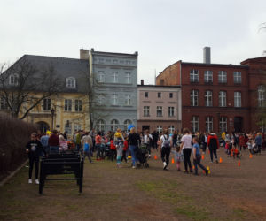 Zające chodzące i z czekolady w centrum Leszna